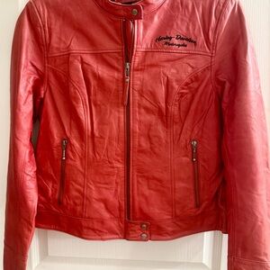 Women’s Harley-Davidson Genuine Leather Jacket – Red | Size Large